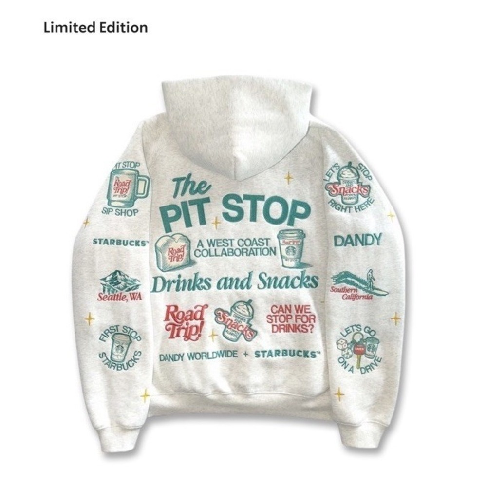 Dandy Worldwide x Starbucks Pit Stop Hoodie Gray Small NWT Limited Edition